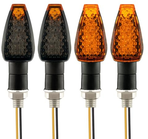 4 Piezas Intermitentes Moto Homologados, 14 LED Intermitentes Indicadores Luces Direccionales Ámbar Homologadas E-Mark, Indicadores de Giro para Motocicleta, Scooter, Quad y Vehículos Off-Road