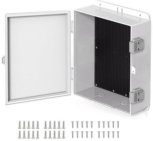 Boîte de jonction électrique en plastique ABS 27,9 x 18,8 x 8,4 cm étanche résistant aux intempéries boîtier de projet avec panneau de montage interne et couvercle à charnière