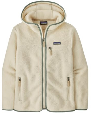 Patagonia Felpa con Cappuccio da Donna W's Retro Pile, Natural W/Ellwood Green, S
