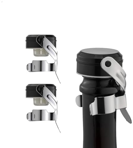 2 Pack Champagne Bottle Stoppers Stainless Steel, Reusable Champagne Cork & Stopper, Leak Proof Prosecco & Sparkling Wine Plug, Bubble Retention Protection