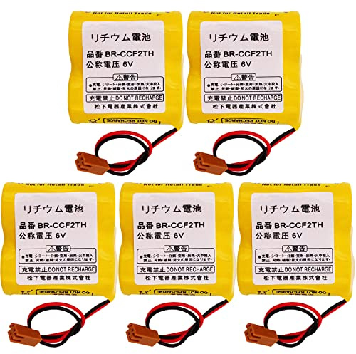 5Pcs 5000mAh BR-CCF2TH 6V Lithium Replacement Battery for FANUC A06B-6073-K001 A98L-0001-0902, Brown Connector