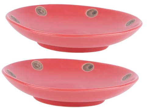 JOINPAYA 2 Pezzi Sottovaso Rotondo in Ceramica per Vaso Piante Grasse, Colore Rosso, Facile da Pulire, Previene Fuoriuscita di Acqua e Terra, Adatto per Interni ed Esterni Stili Multipli