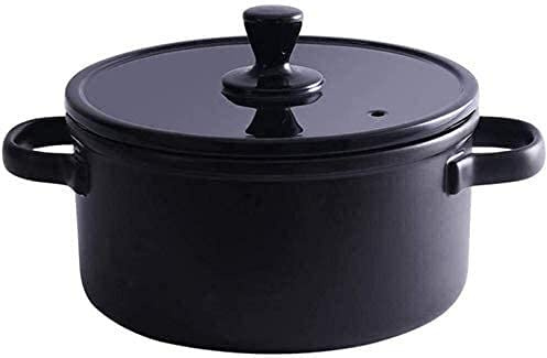 Piatto da cucina in ceramica per alte temperature, Casseruola in ceramica e argilla nera 0,6-2L(Capacity 0.87L)