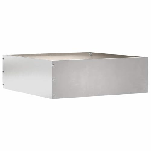 Stahl Rasenkanten Beetumrandung 4 Stück Gartenumrandung Edelstahl Raseneinfassung Quadrat 40 x 40 x 13 cm Silber Moderne Gartengestaltung