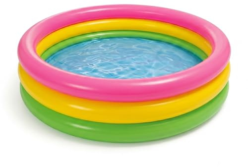 Inflatable Paddling Pool for Kids – 168 x 46 cm | 4-Ring Round Outdoor Garden Pool | Age 3+ | Sunset Glow Colour Design | Easy Set Up | BPA-Free Durable PVC | Summer Water Play