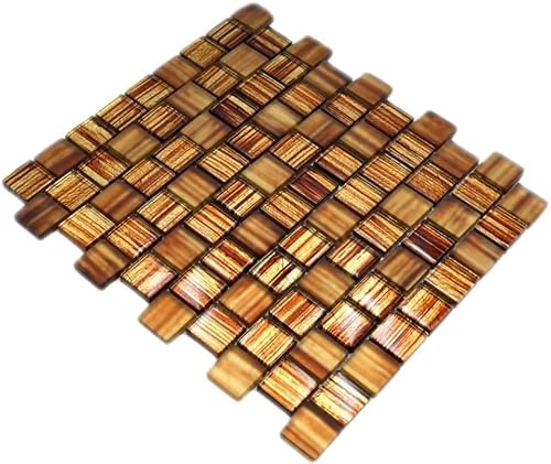 Mosaik Fliese Glasmosaik Crystal Milchglas braun klar gefrostet matt für WAND BAD WC DUSCHE KÜCHE, Mattengröße: 286x318 = 0,09 qm, Steingröße: 30x30x8 mm - 1 Matte