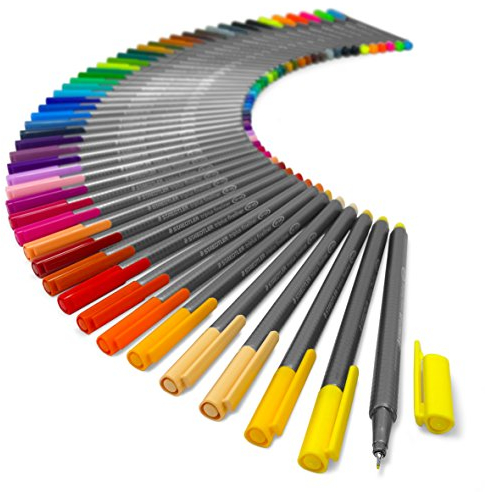 Staedtler triplus 334 M50JB Fineliner, dreikant, hochwertiges Metalletui mit 50 brillanten Farben superfeine, Linienbreite 0.3 mm