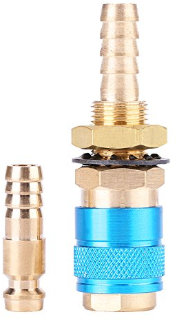 Adattatore per Gas Raffreddato ad Acqua, Maschio Femmina 8mm Raccordo Rapido Torcia per Saldatore MIG TIG (Blu)