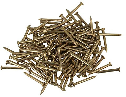 Yibuy Miniatur-Nägel aus Messing, mit rundem Kopf, 15 mm, 100 Stück