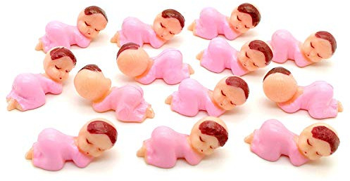Mini Plastic Babies for Party Favor Decor Party Decorations Baby Shower Party Game Ice Cube Game (1 60pcs, Pink)