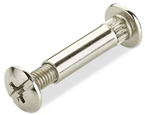 10 Stück SOTECH Hülsenschrauben CONNECT Ø 8 mm mit M6 Gewinde Verbindungsschraube mit Hülse Stahl vernickelt für Holzstärke 31-40 mm Schrankverbinder Kreuzschlitz PZ2 und Flachklinge Möbelverbinder