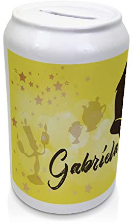Personalisierte Spardose mit Namen. Personalisierte Geschenke. Geschenke für Fans. Hochwertige Keramik. Unterer Deckel. Spardose aus Zinn. Die Schöne und das Biest