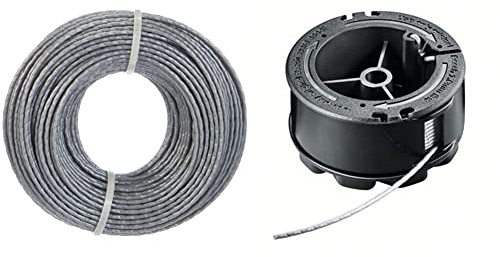 Bosch Trimmerfaden zum Auffüllen aller Aktuellen Trimmerspulen﻿﻿ (24 m × 1.6 mm, 1 Stück) F016800462 & Fadenspule UniversalGrassCut (Länge: 6m, Dicke: 1.6mm, für Rasentrimmer UniversalGrassCut)