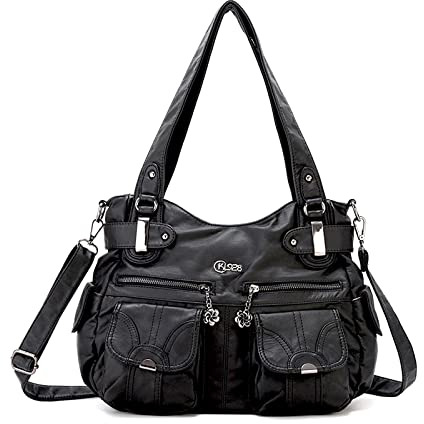 FANDARE Grand Sacs Portés Epaule Femme Sac Bandoulieres Sacoche Étanche Cuir PU pour Achats Fête École Voyage Crossbody Hobo Bag Noir