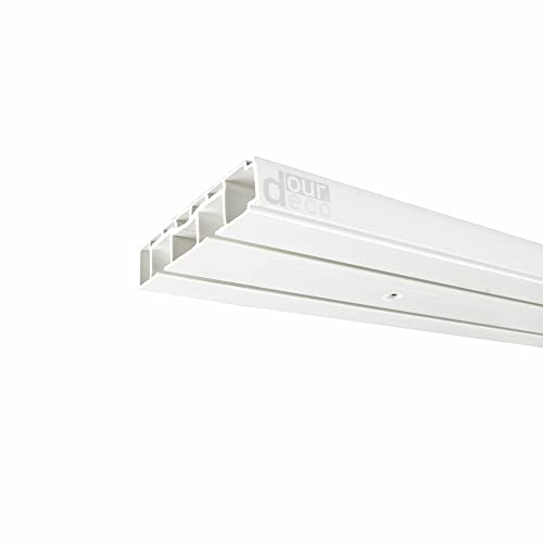 ourdeco® Vorhangschiene, Gardinenschiene weiß, 240 cm, 2-läufig (2x 120 cm inkl. Verbinder)