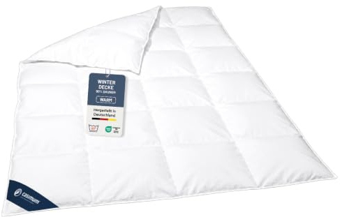 casimum Daunendecke, Premium Winterdecke warm 135x200 cm, Füllung: 90% Daunen, 10% Federn, Bezug: 100% Baumwolle, allergikerfreundlich, Made in Germany