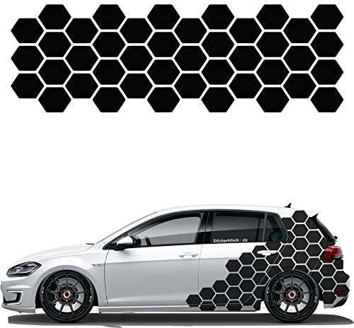 1A Style Sticker Auto Waben Aufkleber Autodekor KFZ Seitenaufkleber Camper Wohnwagen Premiumfolie (Schwarz)