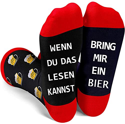 Lustige Socken Bier Geschenke für Männer Adventkalender Füllung Kleinigkeiten Weihnachtssocken Herren Biersocken Wiztige Weihnachtsgeschenke Wichtelgeschenk Mann Scherzartikel Socken mit Spruch