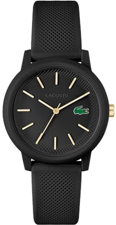 Lacoste Montre Analogique à Quartz pour Femme Collection LACOSTE.12.12 avec Bracelet en Silicone Noir - 2001212