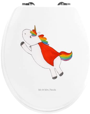 Mr. & Mrs. Panda Motiv WC Sitz Einhorn Super - Geschenk, Klodeckel, Einhorn Deko, Superheld, Einhörner, Girl, Unicorn, Klobrille, Toilettendeckel,