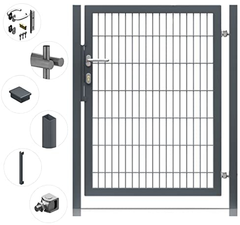 Gartentor Premium für Doppelstabmattenzaun Anthrazit inkl. Schloss Schlüssel Torpfosten Füllung 8/6/8 Höhe: Höhe 1400 mm Torbreite: Breite 1500 mm