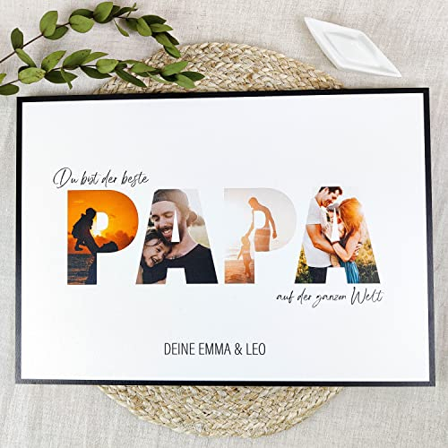 Vatertagsgeschenk - Papa Geschenk Holzbild - Foto Geschenk - personalisierbar zum Hinstellen/Aufhängen optional beleuchtet Vatertag, Für Papa, Geschenk Papa, Vater Geschenk - personalisierte Geschenke