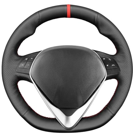 MEWANT Coprivolante Su Misura da Cucire per Alfa Romeo Giulietta | Alfa Romeo Giulietta 2014-2021 cucito a mano (per volante a D) Traspirante Per Volanti Riscaldati Resistente