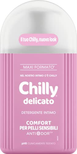 Chilly, Detergente Intimo Delicato, Comfort per le pelli sensibili, con Anti-Odor, Per L'Igiene Intima, arricchito con Aloe e Hamamelis dalle proprietà addolcenti, pH 5, Clinicamente Testato - 300 ml