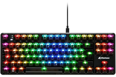 Sharkoon Crystal Shark RGB Gaming Tastatur, Kabellos und Kabelgebunden, Schwarz