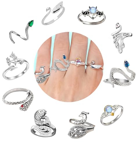 10 Stück Häkelringe Einstellbare Strickschlaufe Finger Garn Führung Geflecht Spannung für Häkeln Zubehör Crafts Snake Shaped Ring für Frauen (Style 2)