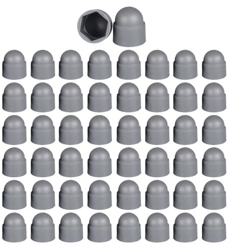 50 Pcs Hex Nut Cover, Gray M8 Bolt Dome Caps Covers, Plastic Dome Bolt Nut Protection Caps Cover for Bolts,Hex Hexagon Screws
