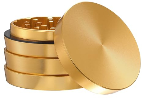 Dcou Premium Mühle unzerbrechlich CNC Aluminium Metall Mahler Schleifer, 4 Teile, Ø55mm (Gold)