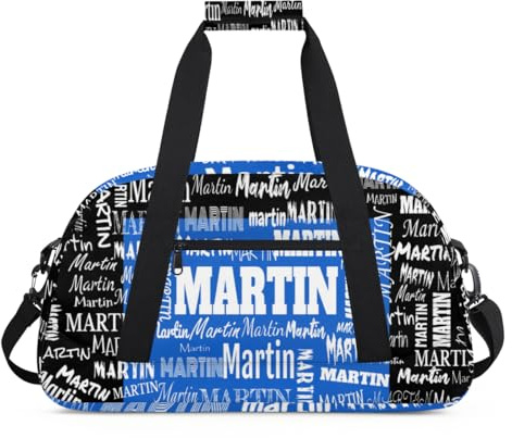 Custom Sports Bag Names for Boys Kids Teens, Personalized Name Sport Fitness Duffle Gym Bag Travel Weekender Lightweight Bags, Royal Blue and Black Color