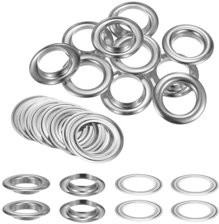 QUARKZMAN 10 Stück Ösen 30mm Kupfer Ösen Metallösen Rostfrei Einschlagösen Grommet Befestigungsösen für Planen Banner Leder Stoff Schuhe Handtaschen Vorhänge Bastel, Silber