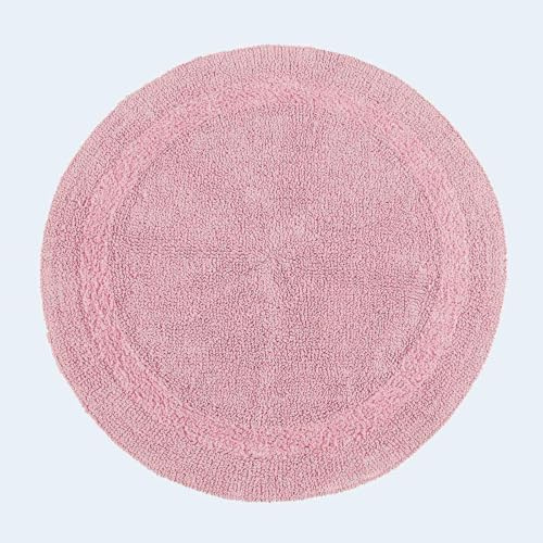 HOMESCAPES Tappetino da bagno rotondo, lussuoso, 1600 g/m², extra morbido, 100% cotone, reversibile, lavabile, super assorbente, ad asciugatura rapida, colore: rosa cipria, 80 cm