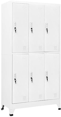 IKAYAA Schließfachschrank mit 6 Fächern Stahl 90x45x180 cm Grau,Spind,Metallschrank,Spind Schrank,Werkzeugschrank,Schließfächer,Schließfächer Für Mitarbeiter,Spind Metall,Spindschränke