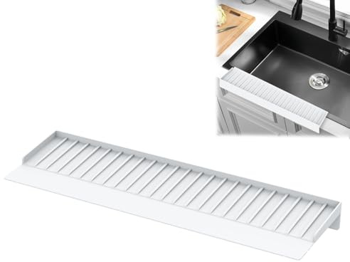 Adorila Silicone Edge Protector, 6 x 20 Inch Splash Guard for Bathtub, Kitchen Edge Guard (White)