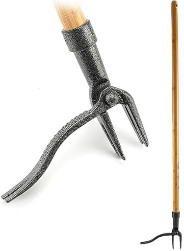 FORRTY Mauvaise Herbe Outil Désherbeurs Manuels Tête en Acier à 4 Dents Désherbez Facilement Pas Besoin de Vous pencher ou de Vous agenouiller Désherbez Facilement