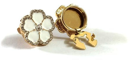 Climple knappskydd för kvinnor – blomma strass dekorerade manschettknappar för Tux skjorta, damblusar, 11 mm / 0,43 tum, metall, kristall, 11mm / 0.43, Metall, Kristall