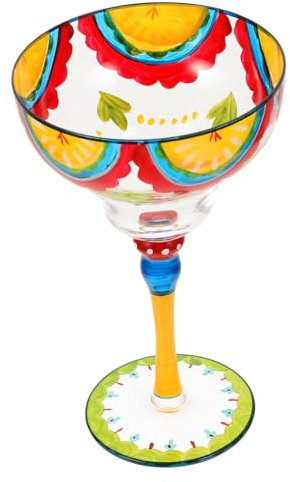 OFFSCH Hand Painted Glass Margarita Glass Decorative Cocktail Glassware for Kitchen Table Decoration