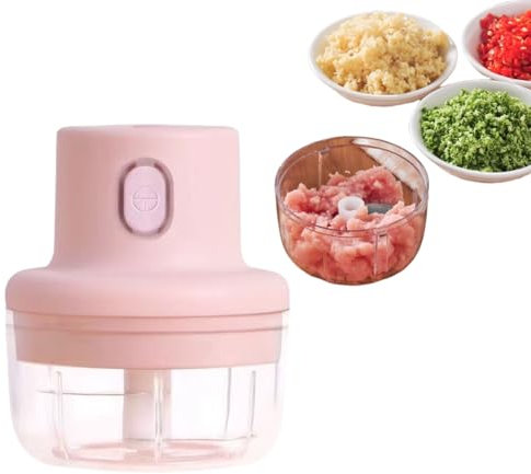 2025 Upgrade Wireless Food Chopper, Garlic Crusher, Mini Electric Meat Grinder, Food Chopper Glass Bowl, Portable Small Food Processor for Chili, Spice, Meat, Vegetables (100ML)