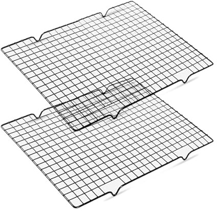SNSYGN Kuchengitter Abkühlgitter, 2 Stück Kuchenrost Edelstahl 28x25x1 cm Grillgitter Cooling Rack Pralinengitter für Braten Backen Grillen Kühlen Auskühlen