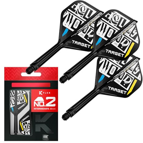 Target Darts Chris Dobey K Flex Vuelos y Sistema de Ejes, No.2 | Pack de 3 Dardos Kflex All In One,Aaccesorios de Dardos Player Edition | Vástago de Dardos K-Flex – Intermedio (26mm)