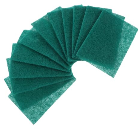 Estropajos de Limpieza Verde 12 Piezas Reutilizables Antigrasa para Cocina | Fibra de Nylon y Corindón, 4, 6x7, 87x0, 59 Pulgadas, para Parrillas Metálicas y Superficies Diversas