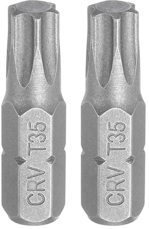 sourcing map Lot de 2 embouts de tournevis Torx 6,35 mm avec tête magnétique T35 en acier CR-V de 2,5 cm de long pour travaux de réparation