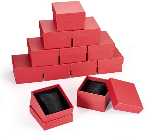 Craftdady 12 cajas de regalo de cartón con almohada rectangular para joyas, cajas de almacenamiento para relojes, pulseras, collares, exhibición, color cereza