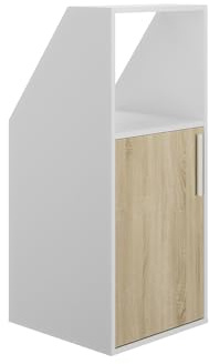 Vente-unique-Schrank unter Dachschräge mit 1 Tür & 1 Ablage - Weiß & Holzfarben - ADEZIO