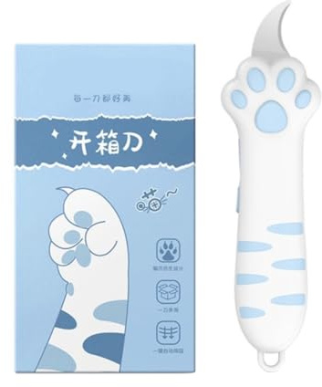 Coupe-boîte Rétractable, Ouvre-package Télescopique, Slitter De L'enveloppe De Patte De Chat Portable, Outil Mignon Pour Ouvrir Les Cartons Des Packages (Bleu)