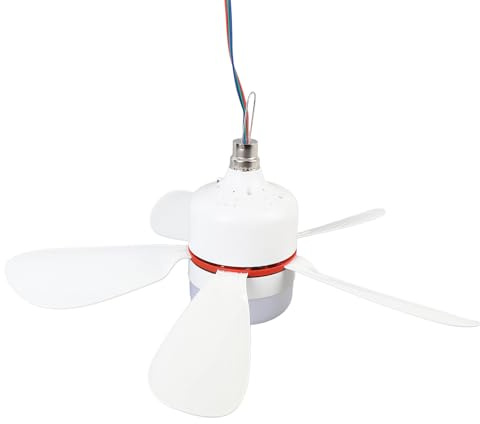 Tbest Deckenventilator, LED-Licht, Abnehmbare Klingen, DC 12V, 16,5 Zoll, Portable Deckenventilator für Zelt, Camping, Fischerei, RV, Zeltcampingraumfischen, Familiengebrauch