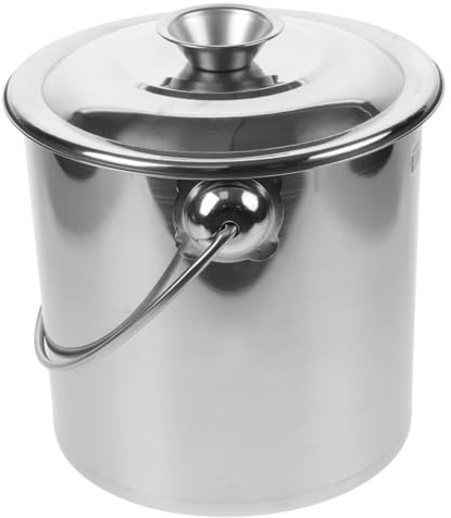 GARIOUANS Stainless Steel Milk Bucket with Handle and Lid Storage Jug for Milk Water Grease Grain Suitable for Kitchen Camping and Household Use